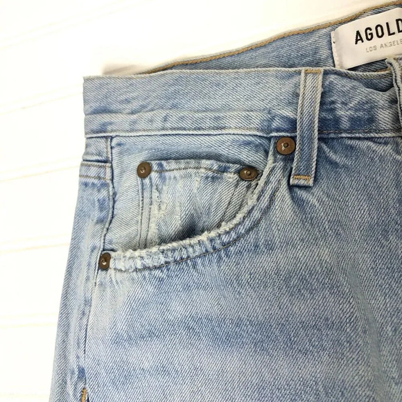 Agolde Riley High Rise Straight Crop Jeans Distressed Womens Size 27 In Shatter - Picture 5 of 11
